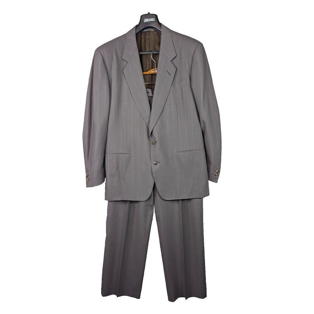 Gianni Dave Wool Suit Mens 50R Rayon Cupro Stripe Italy Business Regencycore